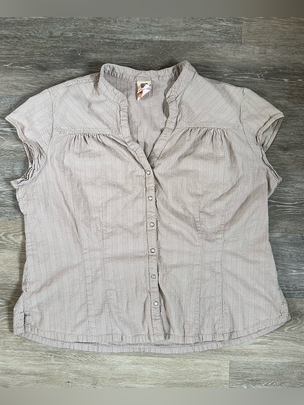 Vintage faded glory western style pearl snap tan plus size shirt Sz 18w/20w